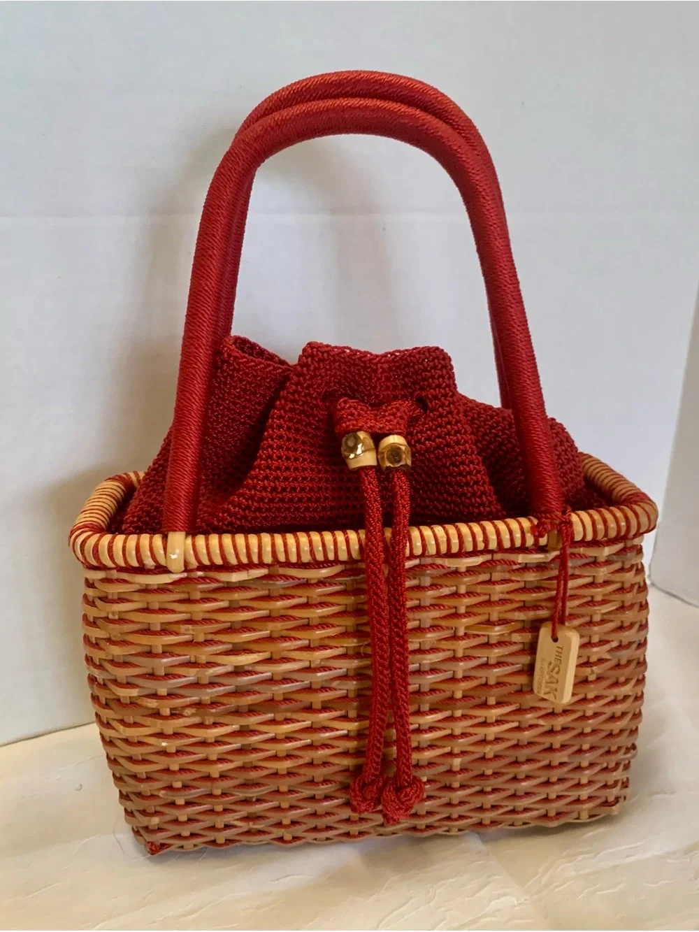 The Sak Red Woven Basket Tote with Knit Drawstring Liner - Picture 7 of 7